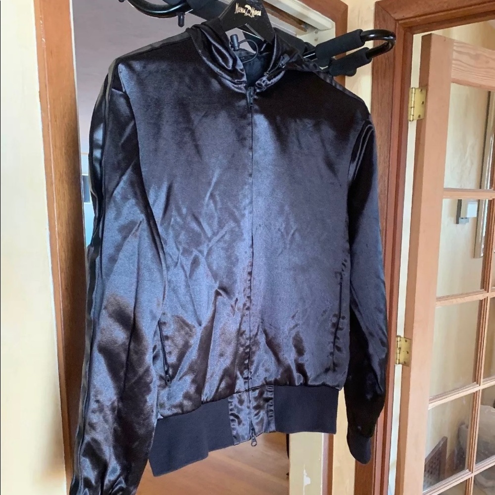 Men’s Black Y-3 Adidas Hoodie Black Sateen Size Sm